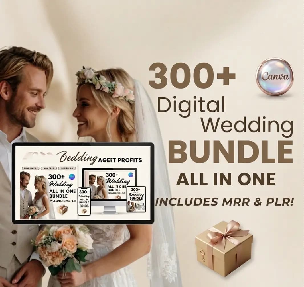 All-In-One Wedding Planning Bundle – 300+ Pages | Canva Templates, Planner, Invitations & More | Instant Download